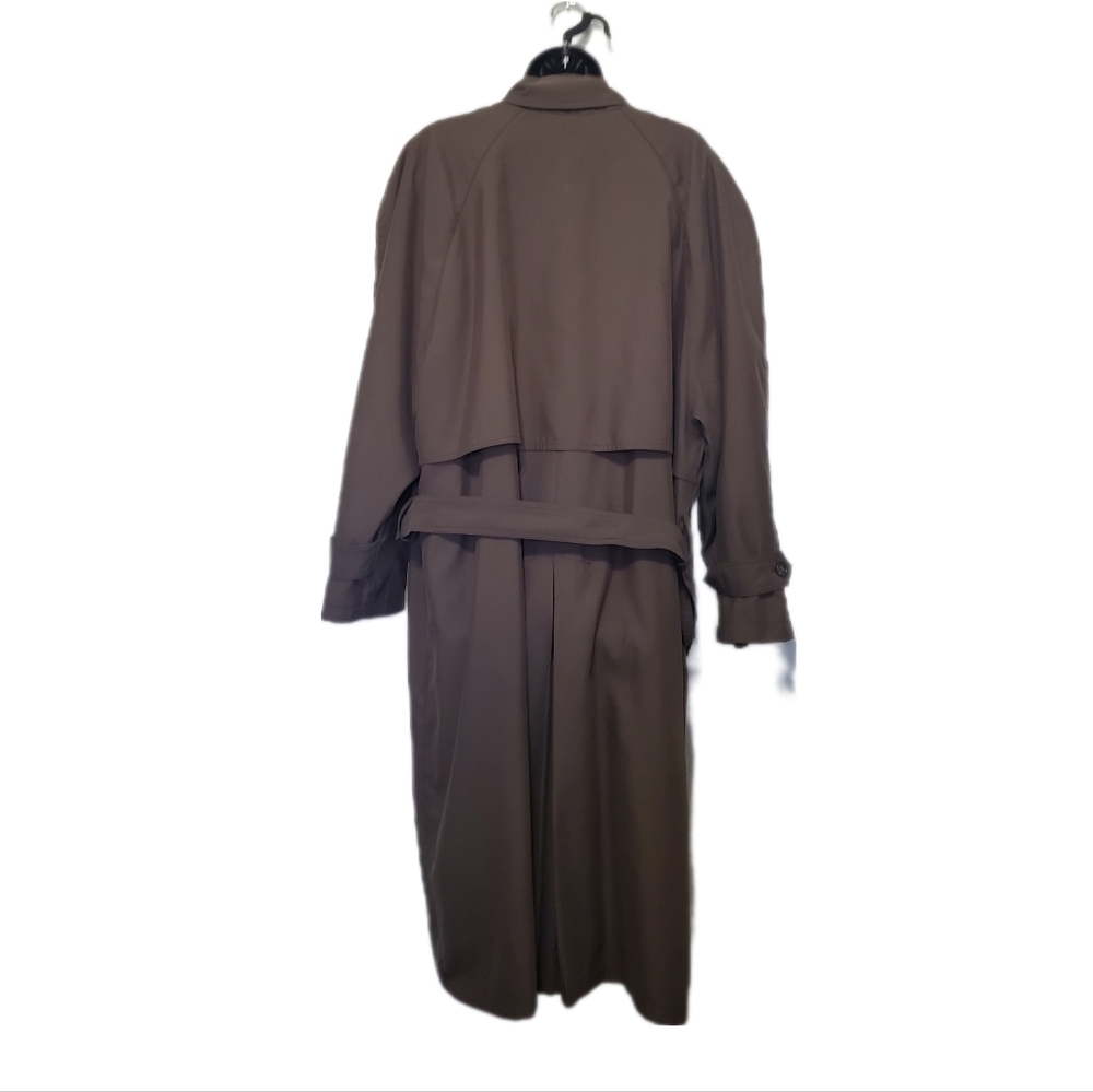 Vintage 1980s Misty Harbor Double Breasted Wool Blend Trench Coat Brown 40S - Picture 5 of 15